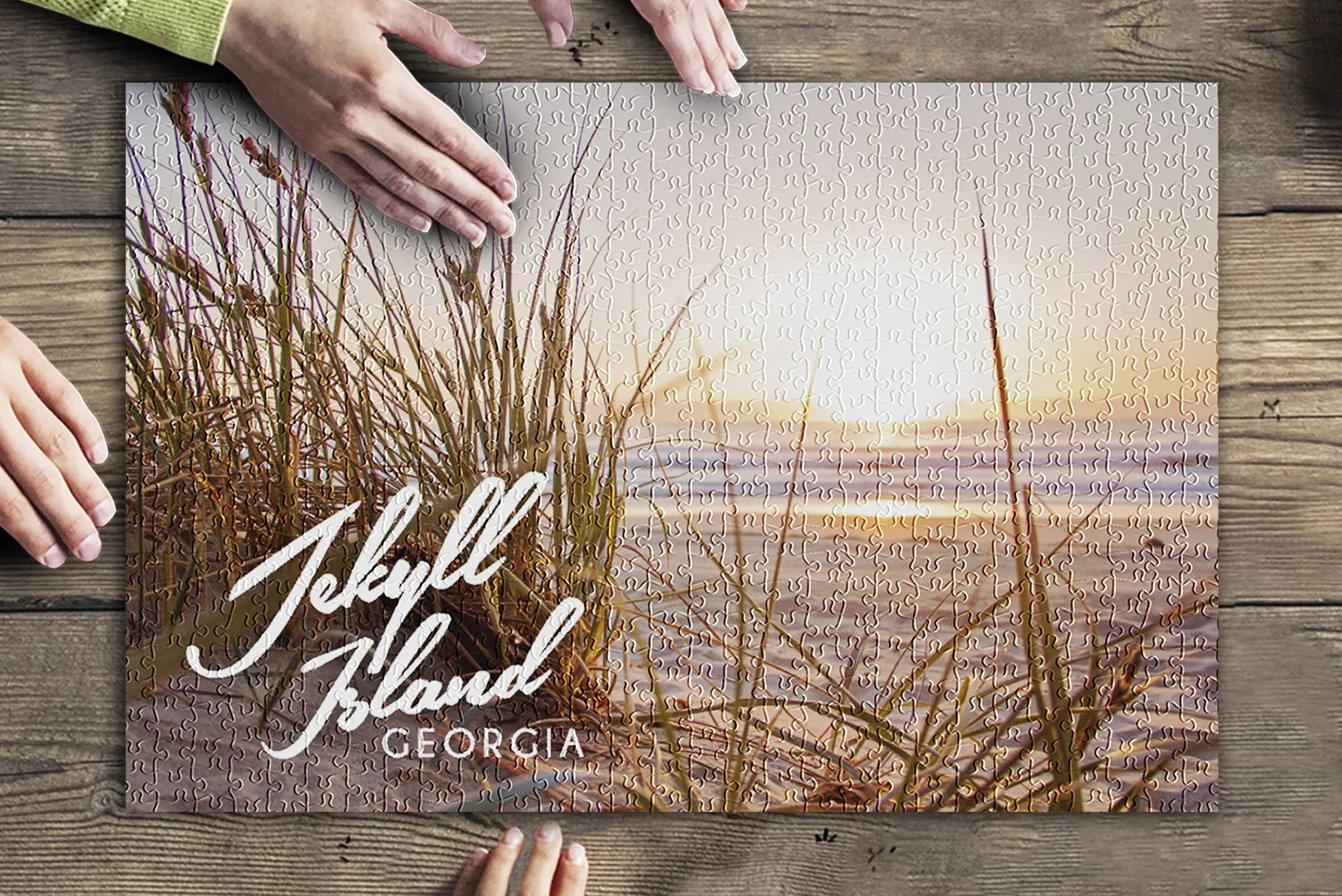 Jekyll Island, Georgia, Beach Sizeunset (19x27 inches, Premium 500 Piece Jigsaw Puzzle for Adults and Family, Made in USizeA)