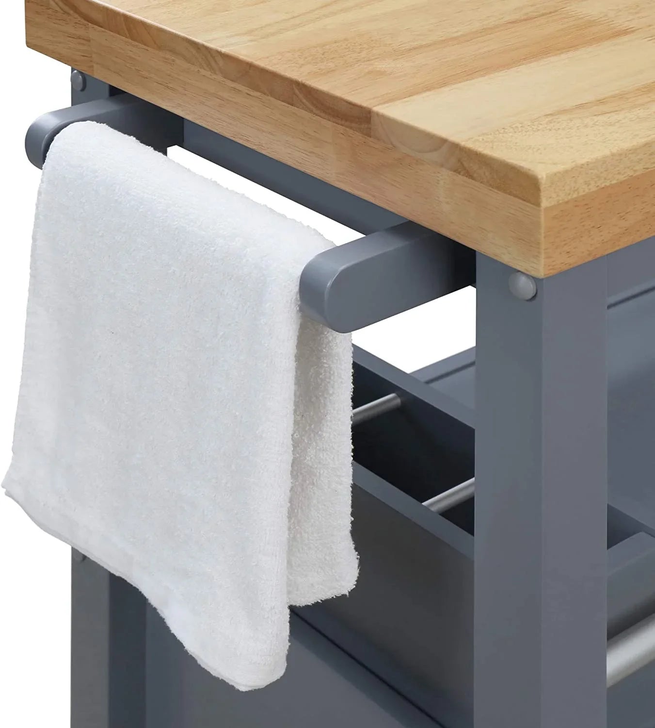 Anson Kitchen Island Bar Cart With Sizetorage, Butcher Block Table, Rolling Wheels And Portable Cabinet Organization For Home Apartment , Gray