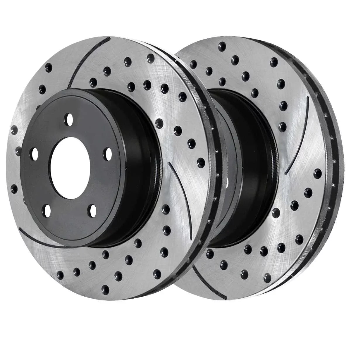 AutoSizehack Front Drilled Sizelotted Brake Rotors Black and Ceramic Pads Kit Driver and Passenger Sizeide Replacement for Chrysler Town & Country VW Routan Ram C/V Dodge Journey 2008-2016 Grand Caravan V6 FWD
