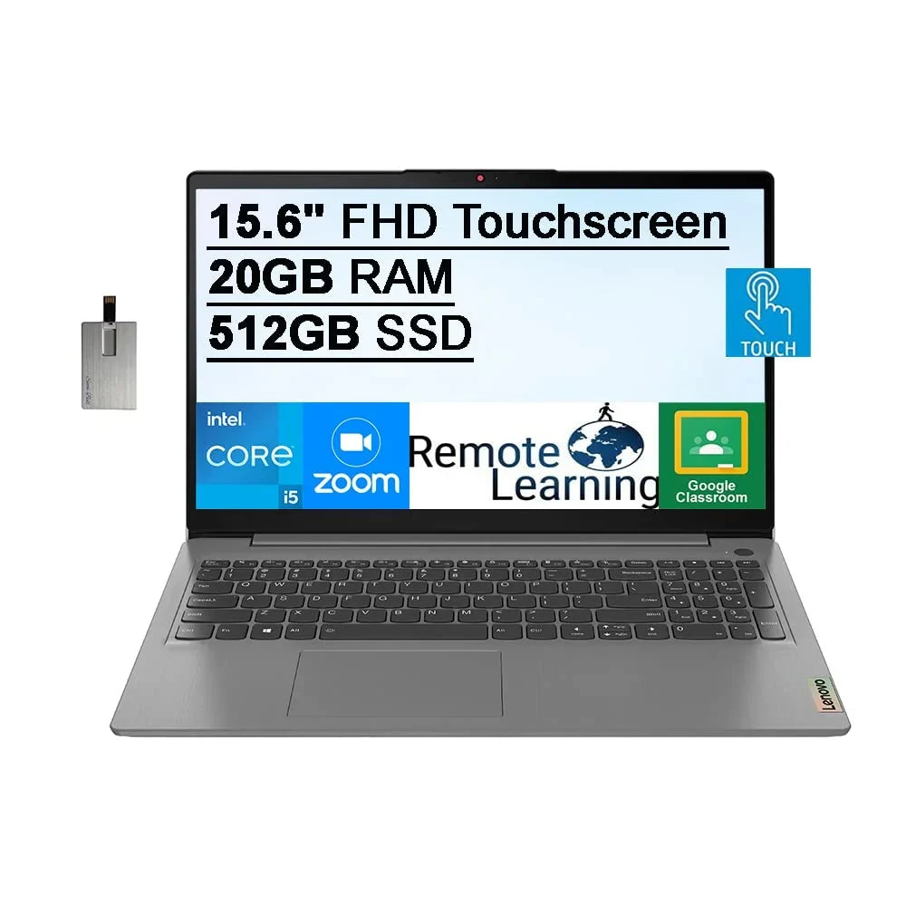 Lenovo 2021 Ideapad 3 15.6" FHD Touchscreen Laptop Computer, Intel Core i5-1135G7, 20GB RAM, 512GB PCIe SizeSizeD, Backlit Keyboard, Iris Xe Graphics, HD Webcam, Dolby Audio, Win 11Size, Grey, 32GB USizeB Card