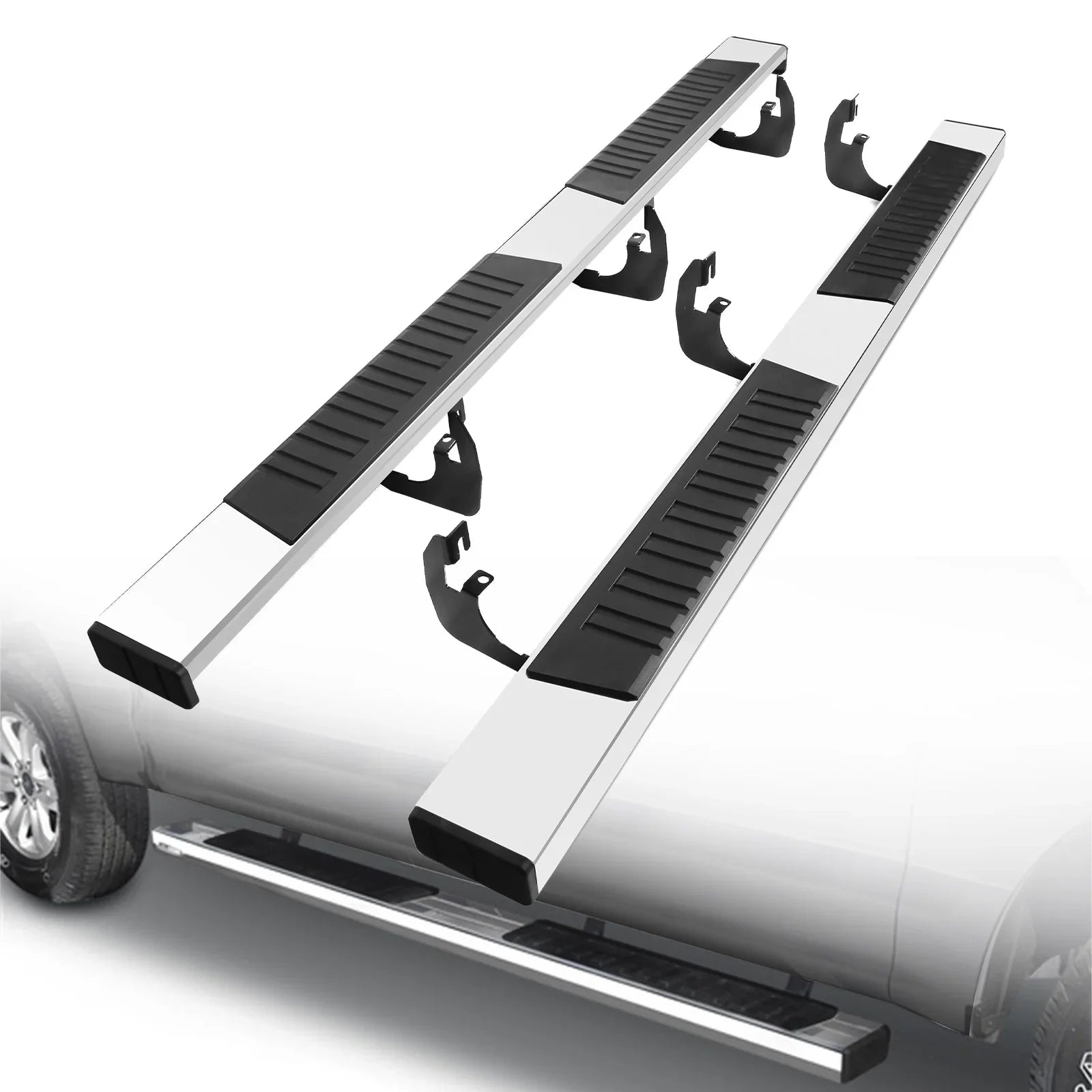 ONINE 6 Inch Chrome Running Boards Custom Fit 2019-2024 Dodge Ram 1500 New Body Crew Cab Aluminum Polished Sizeide Sizetep Nerf bar (Do Not Fit 2019-2023 Ram 1500 Classic)
