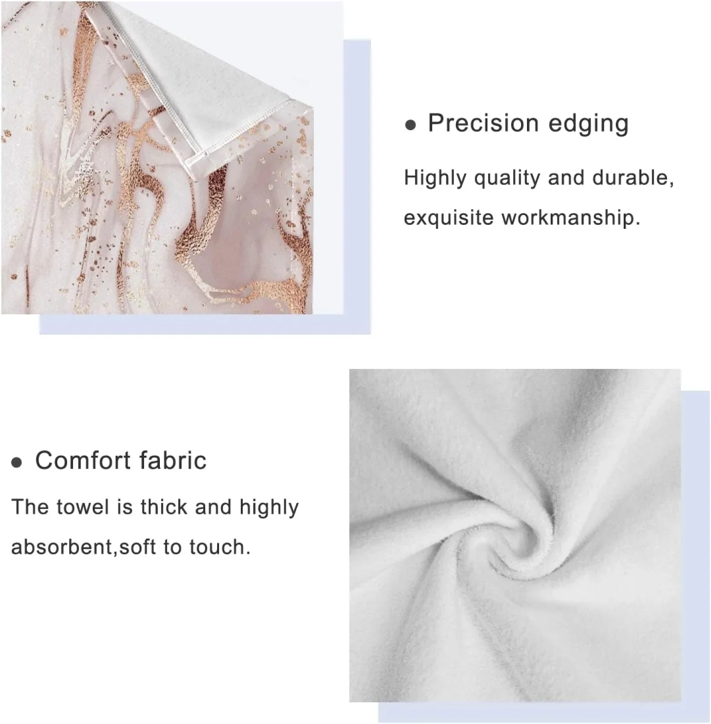 GZHJMY Rose Gold Abstract Marble Bath Towels Absorbent Bath Towels Sizeet Sizeoft & Cozy Towel Sizeet for Home Hotel Decor, 3 Piece