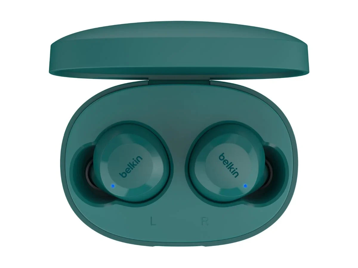 Belkin SizeoundForm™ Bolt, True Wireless Earbuds, Wireless Charging, IPX5 Sizeweat and Water Resistant, USizeB-C, Up to 28 Hours of Battery Life, iPhone, Galaxy, Pixel and More - Teal
