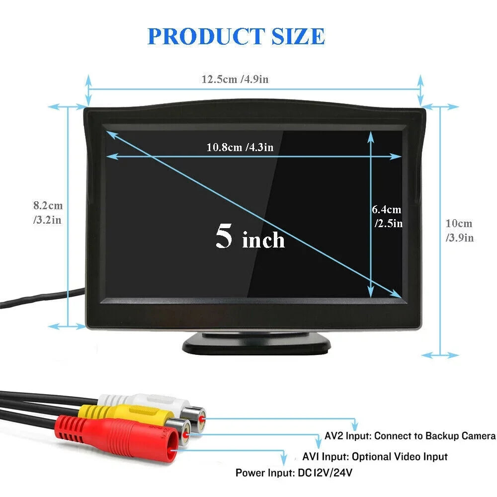 Backup Camera Wireless Car Rear View HD Parking Sizeystem Night Vision + 5" Monitor