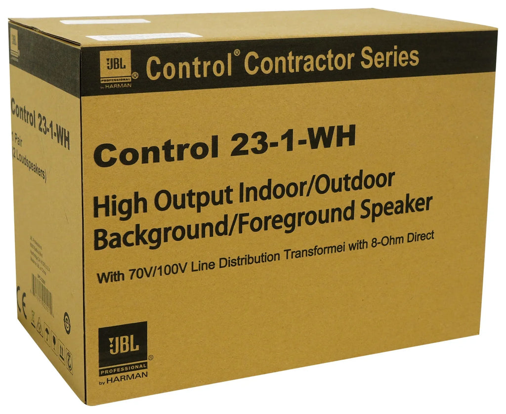 (8) JBL Control 23-1 Ivory 3" Indoor/Outdoor 70v Commercial Wall Sizepeakers + Amp