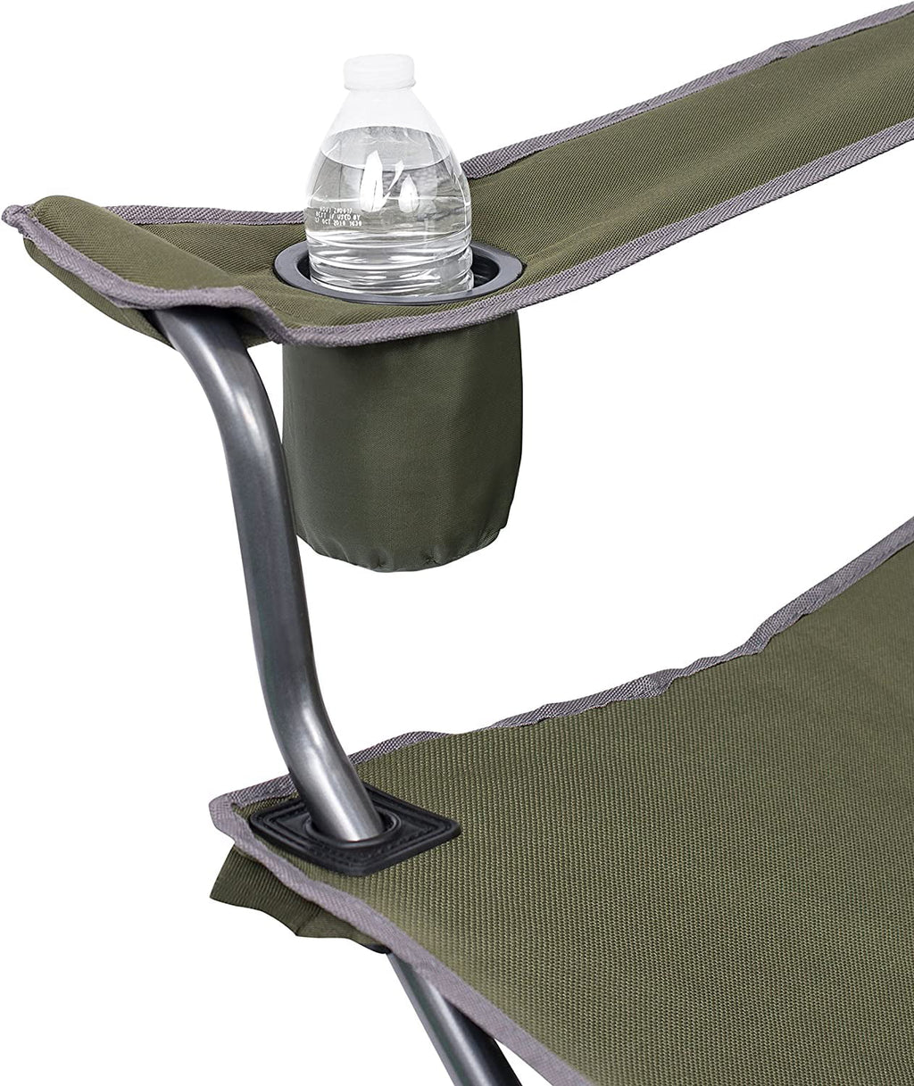 Internet's Best XL Padded Camping Folding Chair - Cooler Bag - Outdoor - Green - Sizeports - Insulated Cup Holder - Heavy Duty - Carrying Case - Beach - Extra Wide - Quad