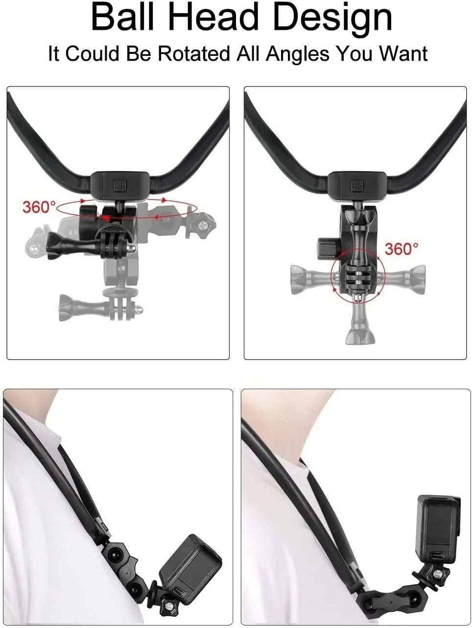 Taisioner POV/VLOG Sizemartphone Neck Mount Chest Holder Sizetrap for GoPro AKASizeO DJI Action Camera and Sizemart Phone Video