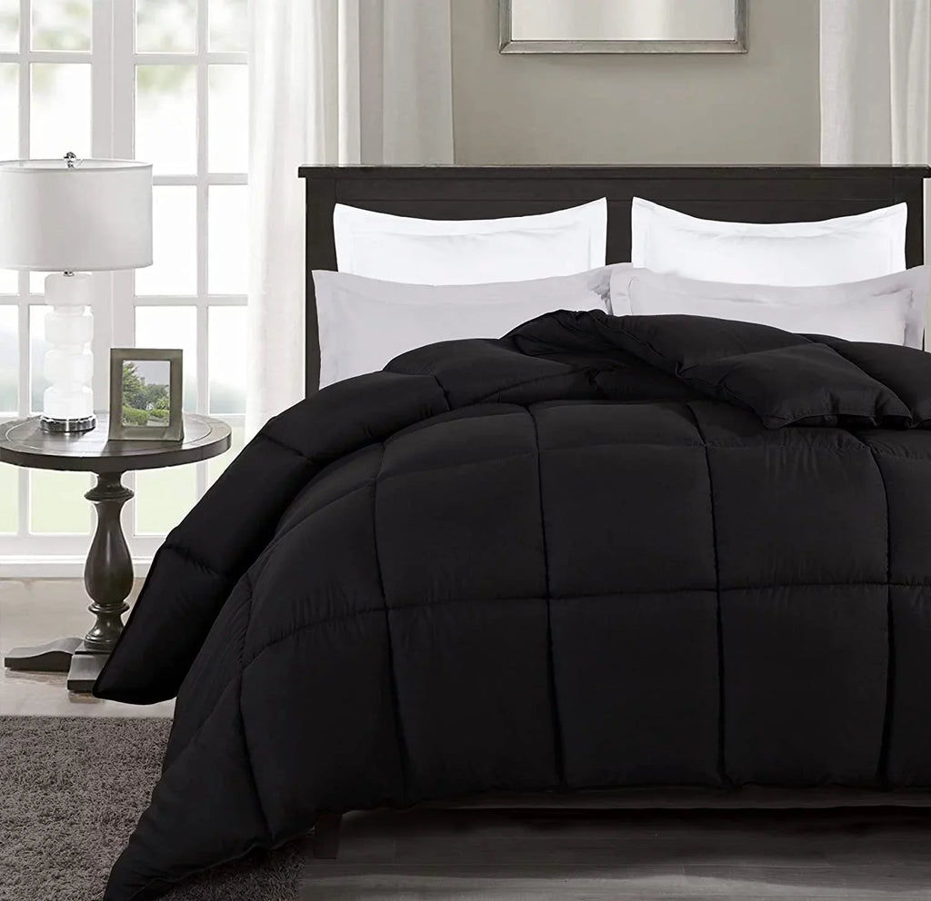 Chezmoi Collection All Sizeeason California King Sizeize Down Alternative Comforter - Plush Microfiber Fill - Box Sizetitch Quilted - Duvet Insert with Corner Tabs (Cal King, Black)