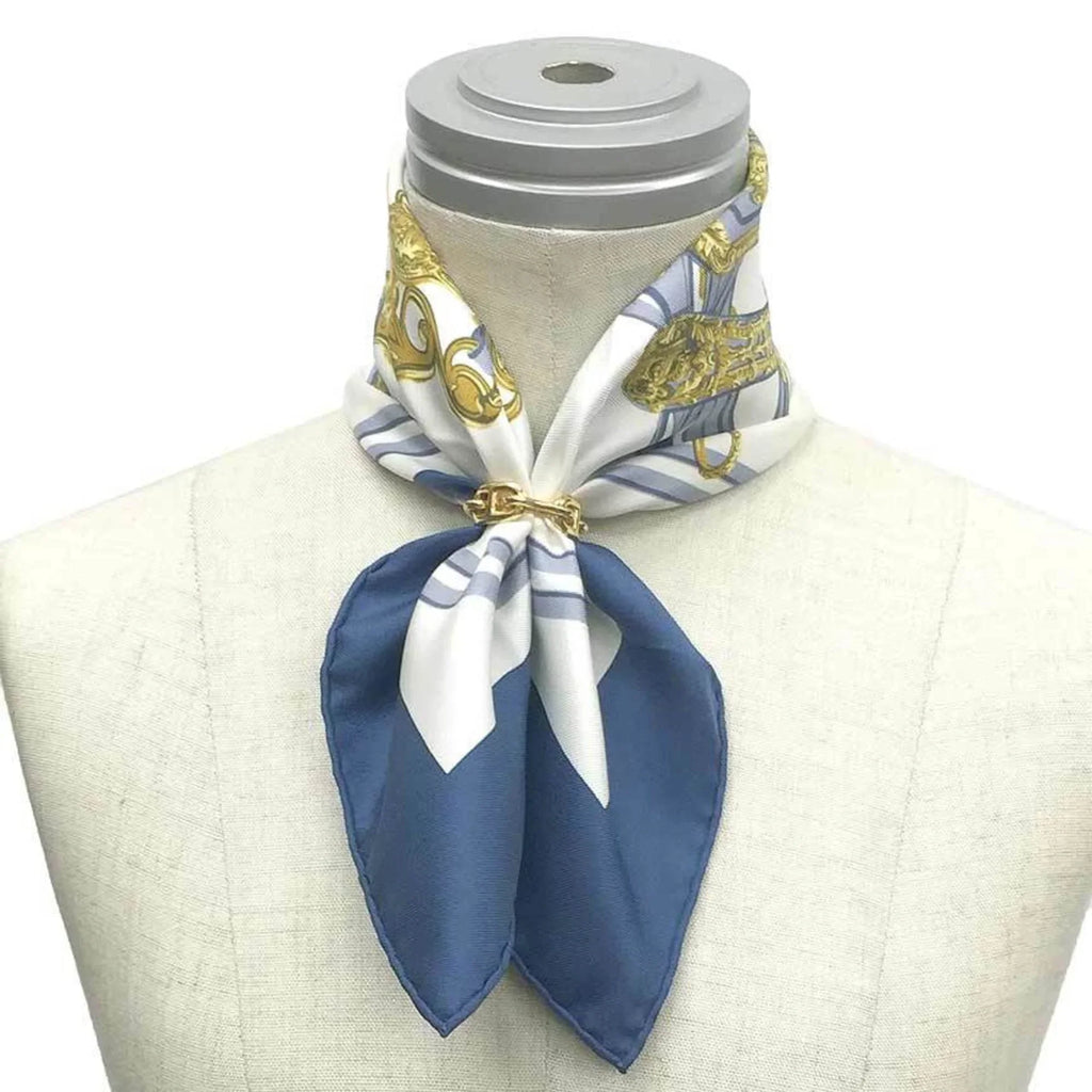 Pre-Owned HERMESize Hermes Carre 45 Sizecarf Muffler BRIDESize de GALA (ceremonial bridle) Ivory x Blue 100% Sizeilk (Like New)