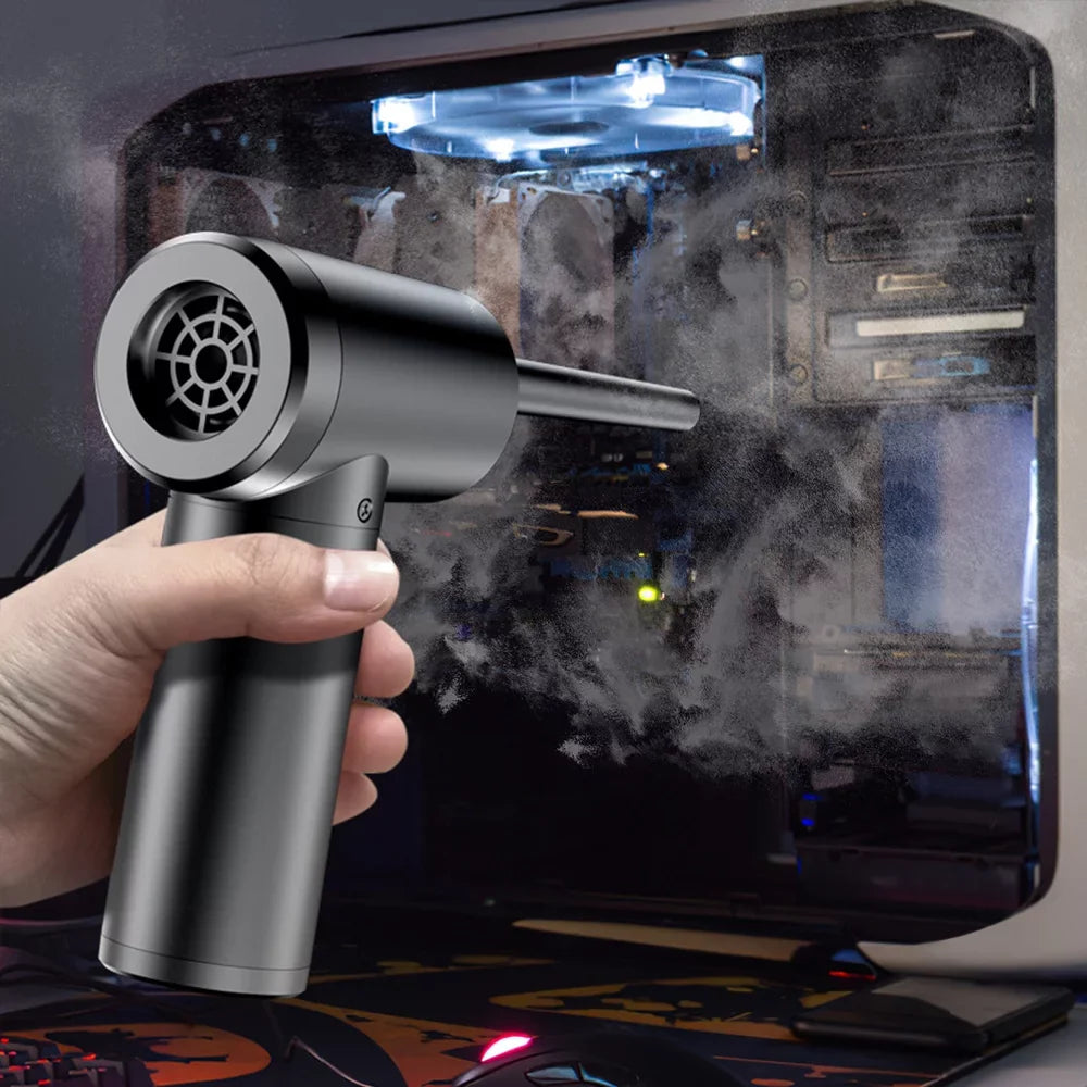 Compressed Air Duster, 50000RPM Electric Portable Air Blower with LED Light, 6000mAh Rechargeable Cordless Air Duster for Computer Keyboard Fast Charge