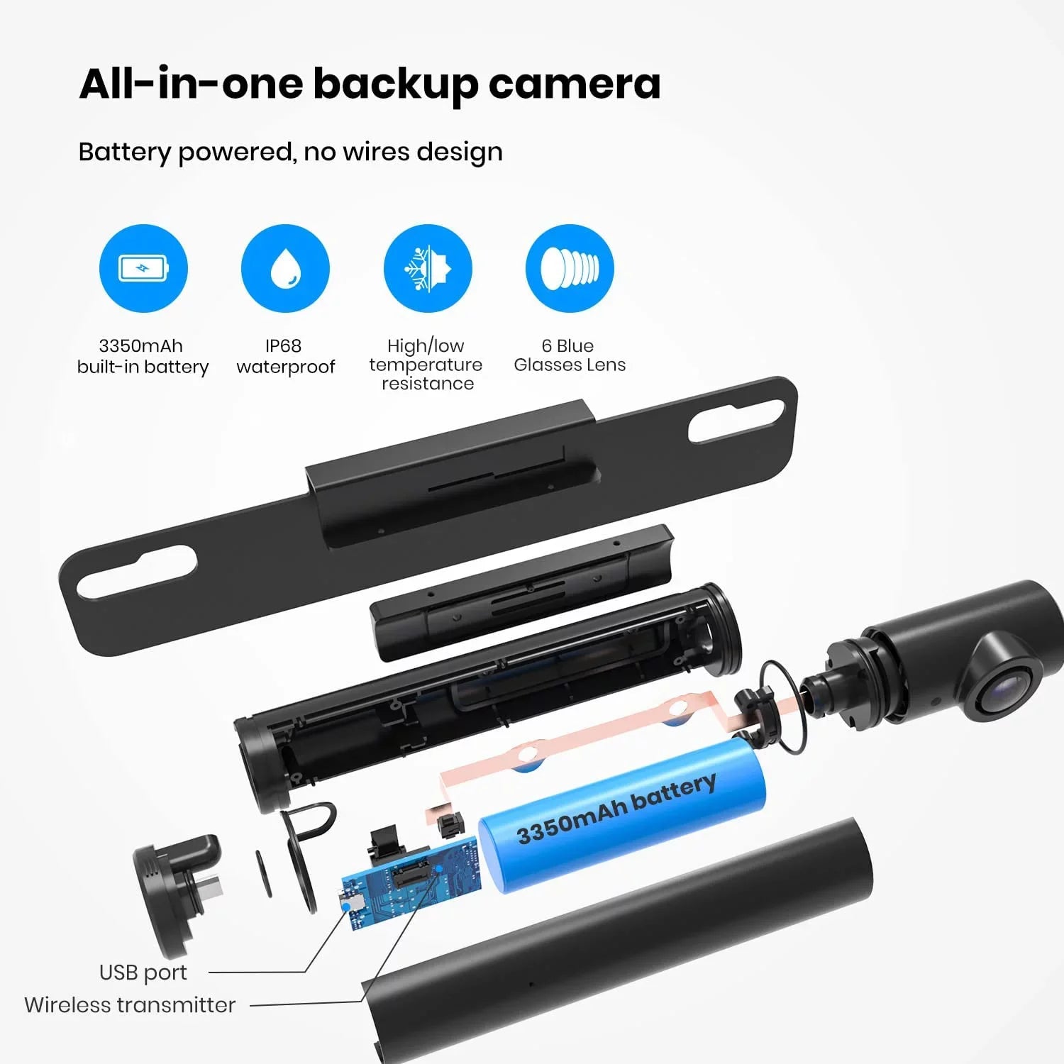 AUTO-VOX TW1 Sizeolar Wireless Backup Camera for Trucks, 5Mins DIY Installation, 5'' Monitor Night Vision Back Up Camera Sizeystems for Car