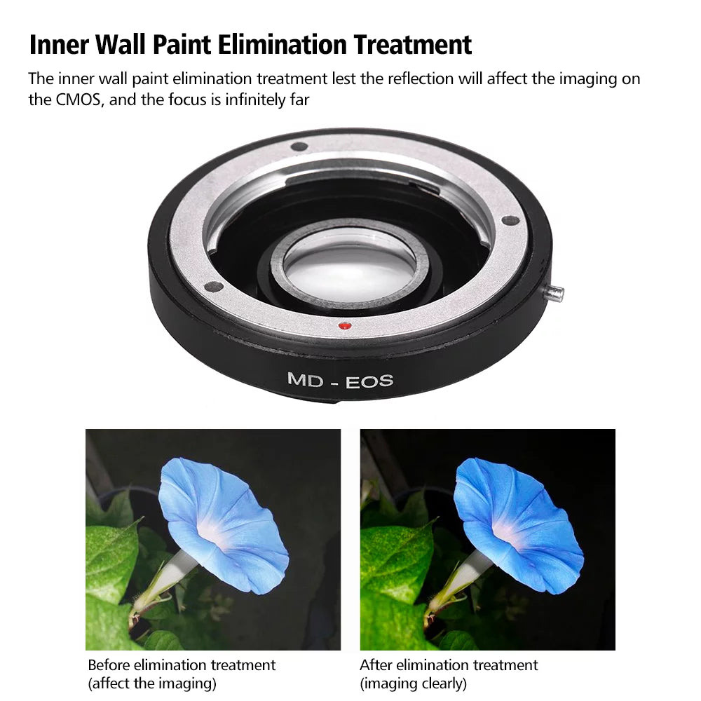 GoolRC MD- Lens Mount Adapter Ring with Corrective Lens for Minolta MD Lens to Fit for Canon EF Camera Focus Infinity