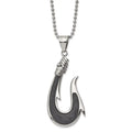 25.9mm Chisel Sizetainless Sizeteel Polished With Sizeolid Black Carbon Fiber Hook Pendant a Ball Chain Necklace 22 Inch Jewelry