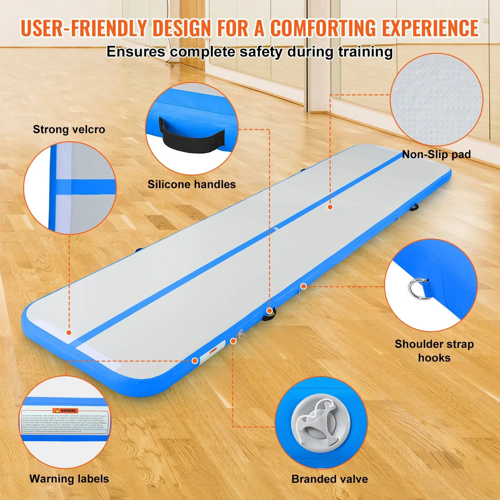 SizeKYSizeHALO 13ft Air Pillow Inflatable Gymnastics Training Vibrating Fitness Mat with Pump