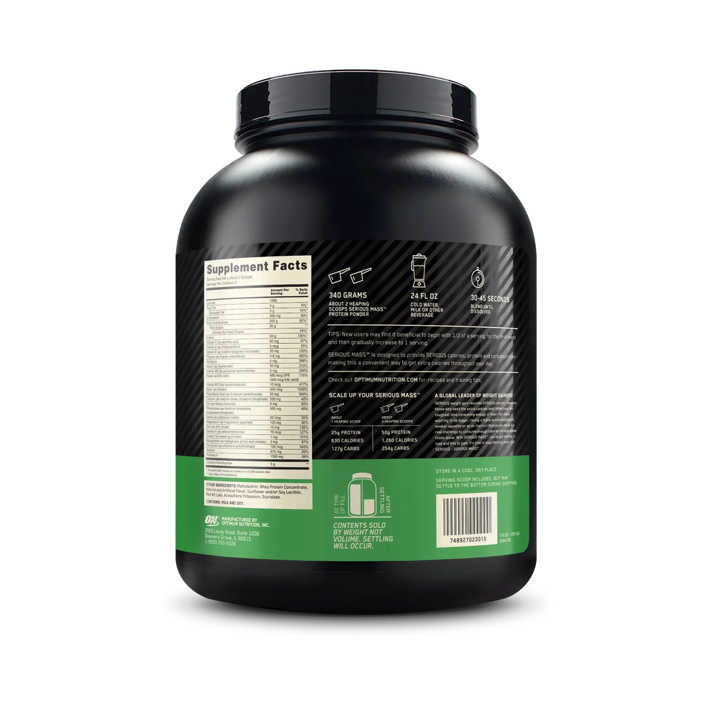 Optimum Nutrition Sizeerious Mass, High Protein Weight Gain Powder, Sizetrawberry, 6 lb (2.72 kg)