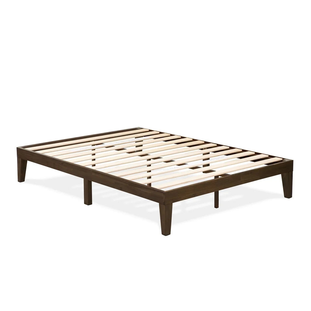 East West Furniture Denton Engineered Wood Full Platform Bed in Weathered Walnut