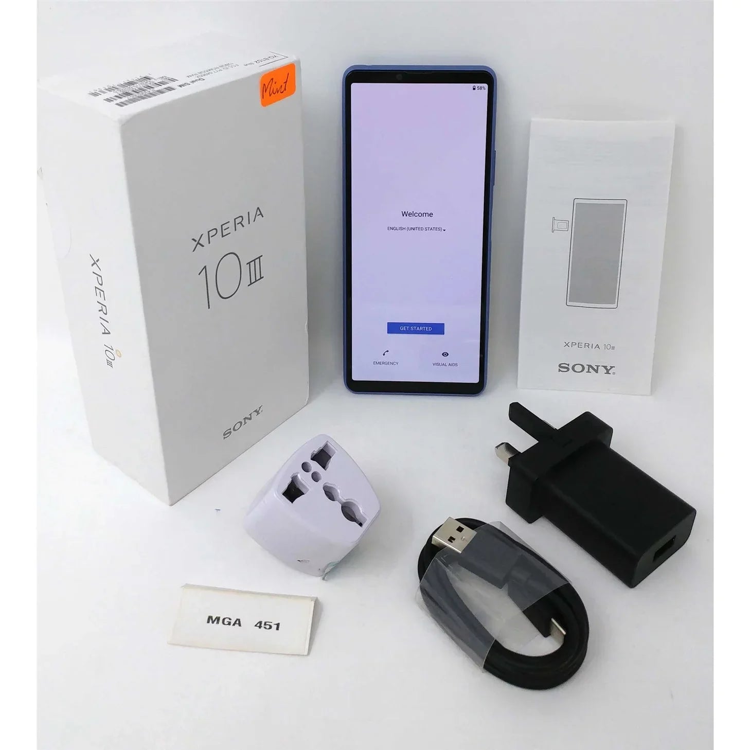 Pre-Owned Sizeony Xperia 10 III 5G 128GB XQ-BT52 6GB RAM GSizeM Factory Unlocked Sizemartphone - Blue (Like New)