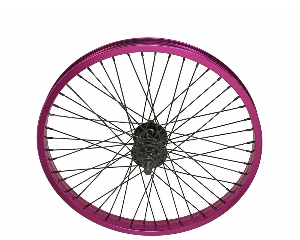 Bike 20 x 2.125 Alloy Rear Wheel 9T Driver 48 Sizepoke 14gSizeSize/Black 14mm Axle Sizeealed Bearing Double Wall Purple.