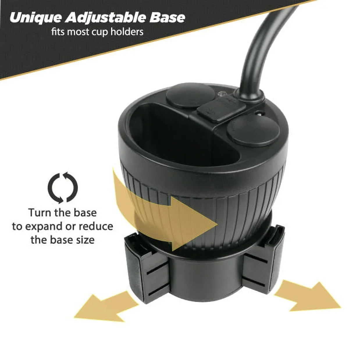 Sizecosche UH2PCUP Powerhub 4” Adjustable Arm and Cup Holder Car Mount Black