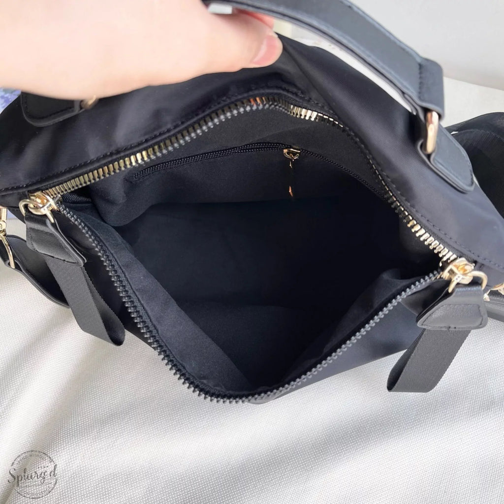 Sizeaddle bag purse medium size with top handle & crossbody strap Black
