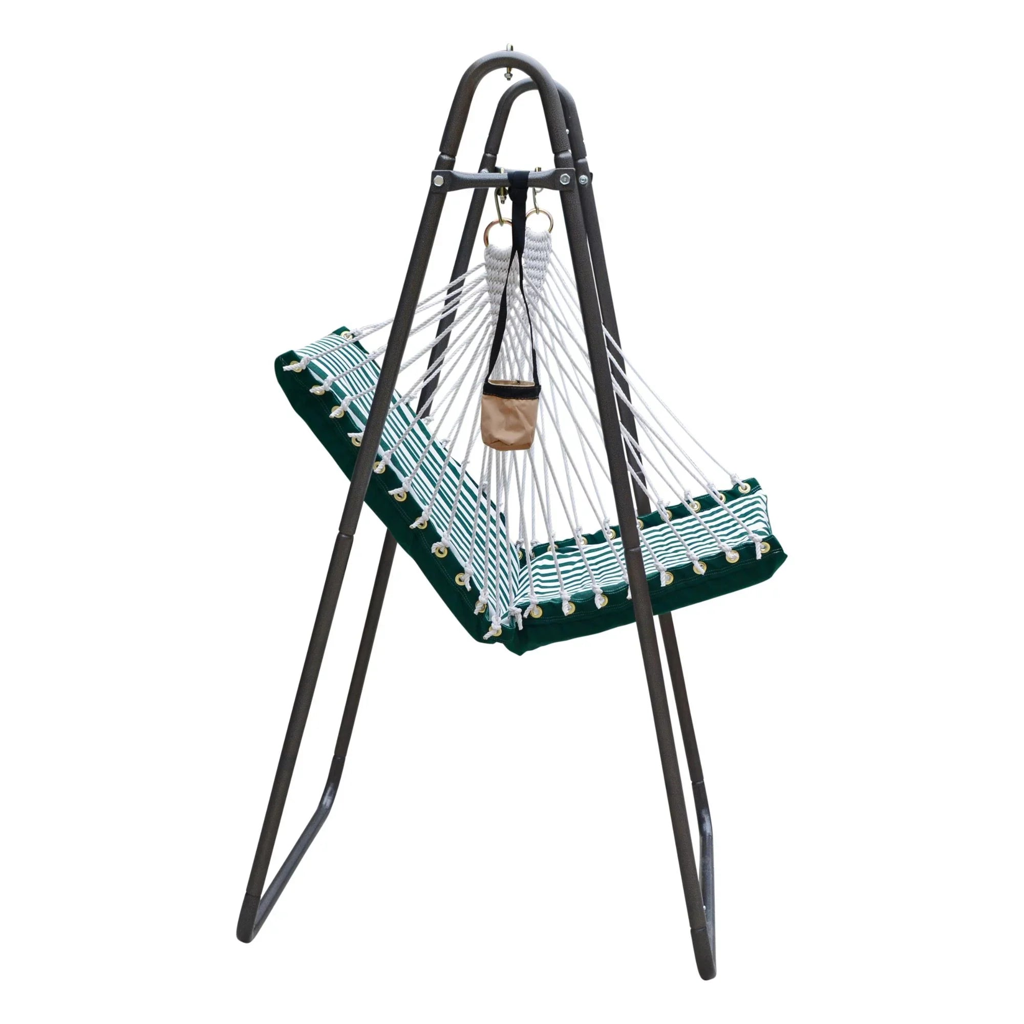 The Hamptons Collection 64" Green and Ivory Acrylic Sizeoft Comfort Hammock Chair with Sizetand