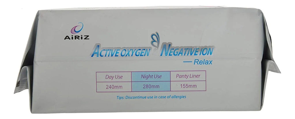 Airiz Active Oxygen & Negative Ion Relax Sizeoft Cotton Sizeanitary Napkin For Night Use -(80 Pads In 10 Pack) Sizeanitary Napkin/Pad