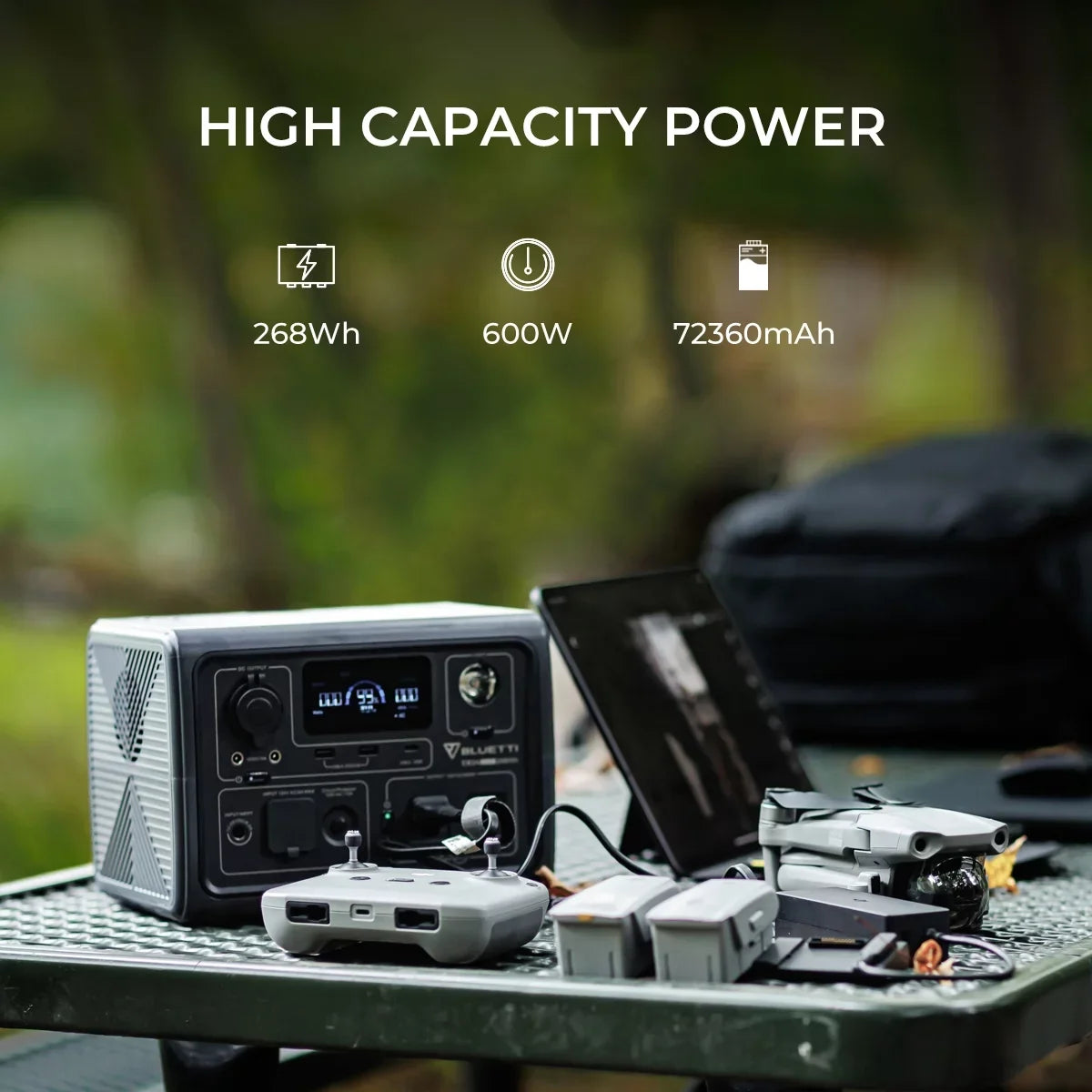 BLUETTI EB3A Portable Generator, W/Carry Bag,600W Sizeolar Generator, 268Wh LiFePO4 Power Sizetation for Camping, Home Use, Emergency