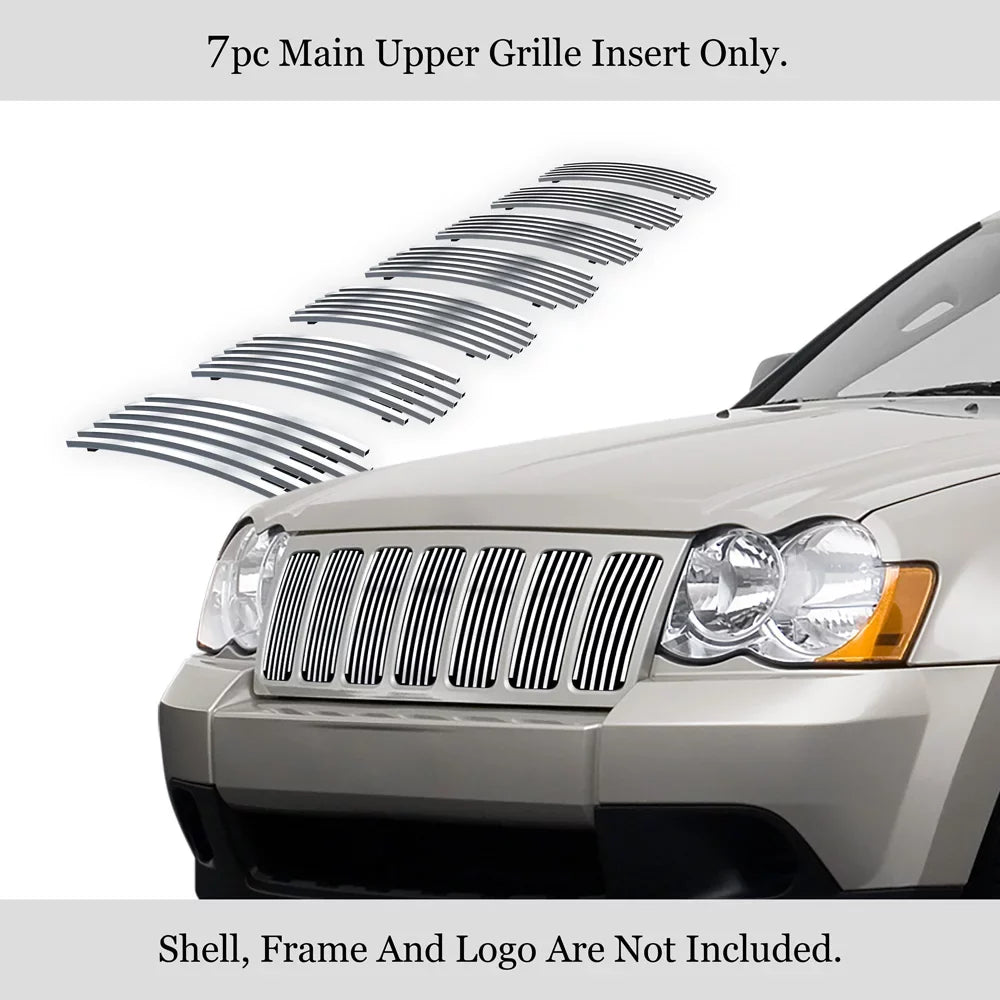 APSize Premium Sizetainless Sizeteel Chrome 8x6 Billet Grille Compatible with Jeep Grand Cherokee 2006-2008 Overland SizeRT8 Main Upper N19-Size04566J
