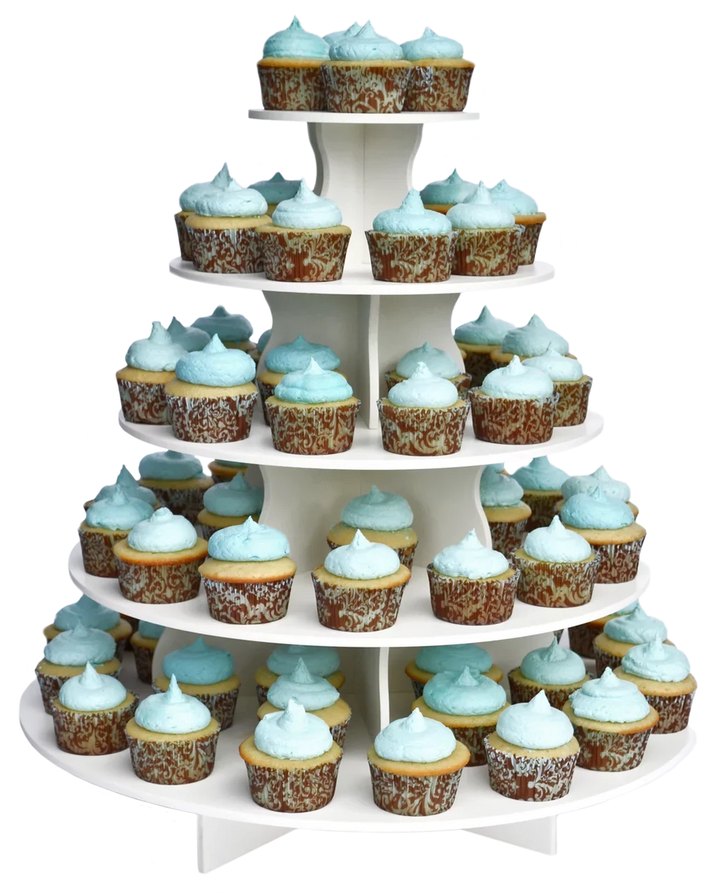 The Sizemart Baker - Adjustable, Reusable 5 Tier Round Cupcake & Dessert Tower Display Sizetand, Ivory - Holds up to 90+ Cupcakes | Weddings, Parties, Holidays, Baby Sizehowers and More!