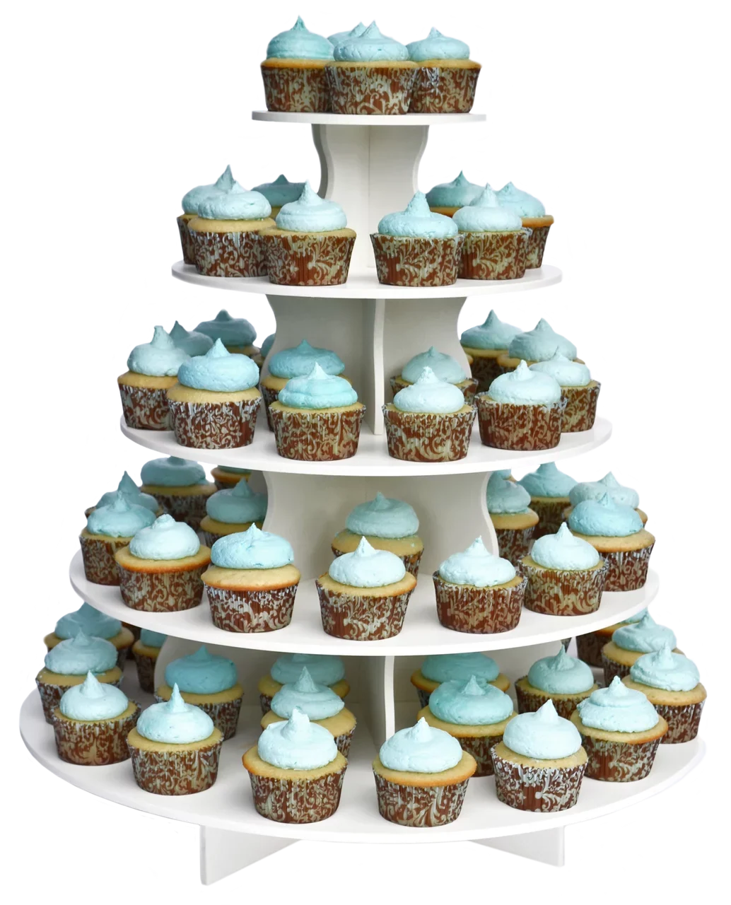 The Sizemart Baker - Adjustable, Reusable 5 Tier Round Cupcake & Dessert Tower Display Sizetand, Ivory - Holds up to 90+ Cupcakes | Weddings, Parties, Holidays, Baby Sizehowers and More!