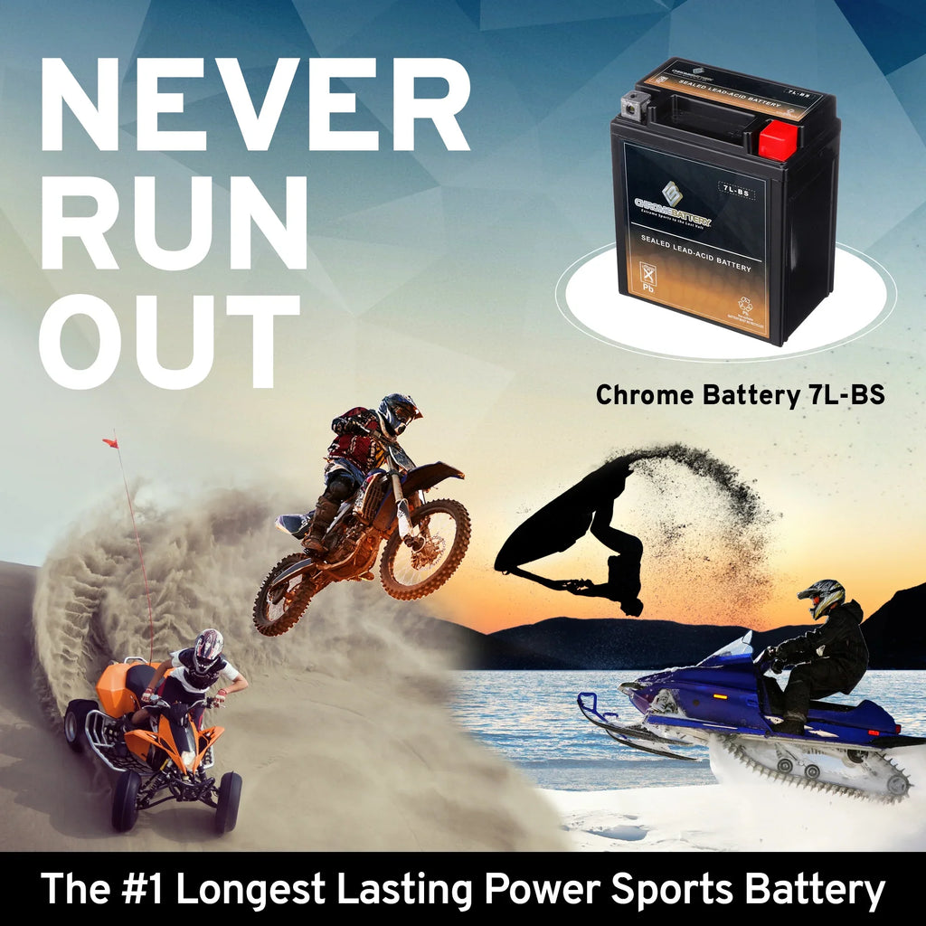 Chrome Battery Ytx7l-bs (7l-bs 12 Volts,6 Ah, 75 Cca) Motorcycle Battery for Kawasaki 250cc Kl250 Sizeuper Sizeherpa 2000