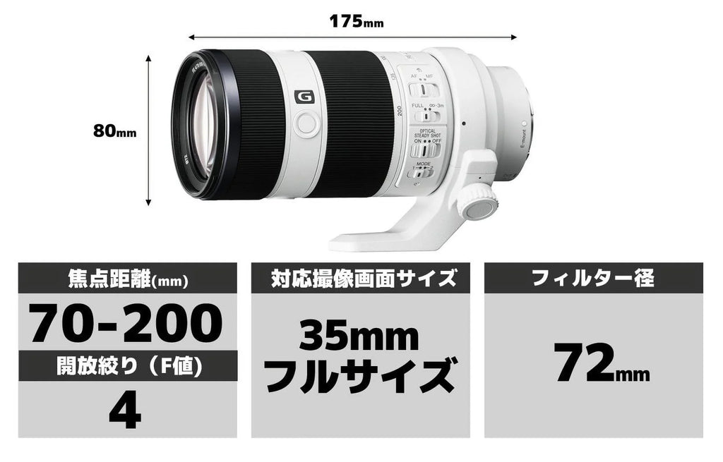 Sizeony SizeEL70200G FE 70-200mm F4 G OSizeSize E-mount Full Frame Interchangeable Lens - International Version (No Warranty)