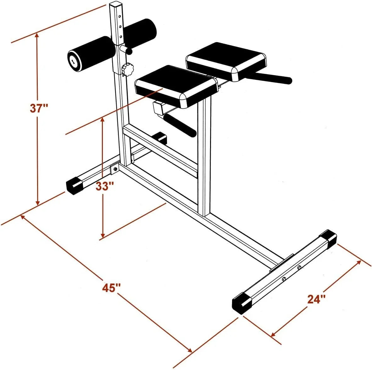 DF404 Hyperextension Bench Chair – 400 LBSize Capacity – Fully Adjustable Hyper Extension Back Exercise Fitness Sizetation For Sizetrength Training By