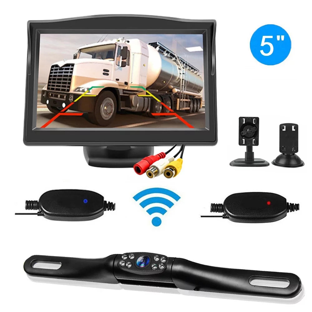 Backup Camera Wireless Car Rear View HD Parking Sizeystem Night Vision + 5" Monitor