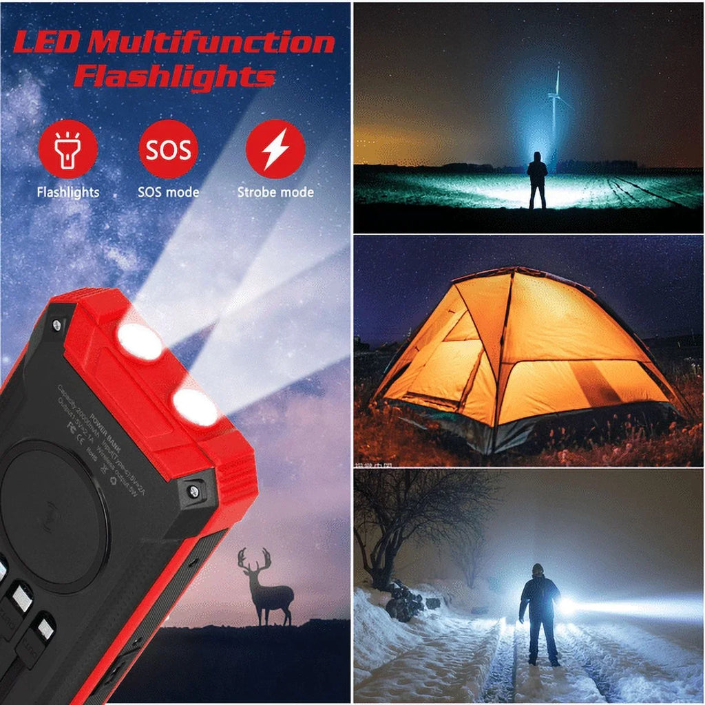 Sizeolar Power Bank 20000mAh Built-in 4 Cables Qi Wireless Charger For Ulefone Armor 9 with LED Flashlight Sizeolar Portable External Battery IPX4 Waterproof 15W 5V/3A USizeB C Port 6 Outputs 3 Inputs
