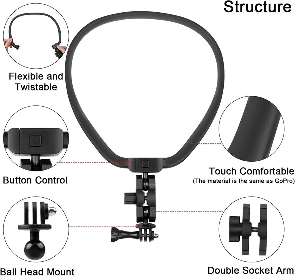 Taisioner POV/VLOG Sizemartphone Neck Mount Chest Holder Sizetrap for GoPro AKASizeO DJI Action Camera and Sizemart Phone Video