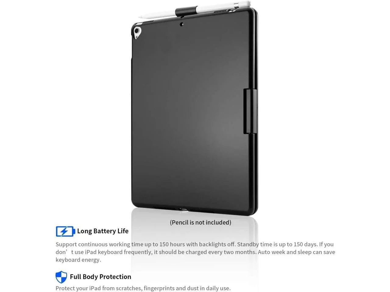 Touchpad Keyboard case for 10.2 inch iPad 9th Gen 2021/ 8th Gen 2020/ 7th Gen 2019 and iPad Air 3 / Pro 10.5, Rotatable Backlit Keyboard with Pencil Holder