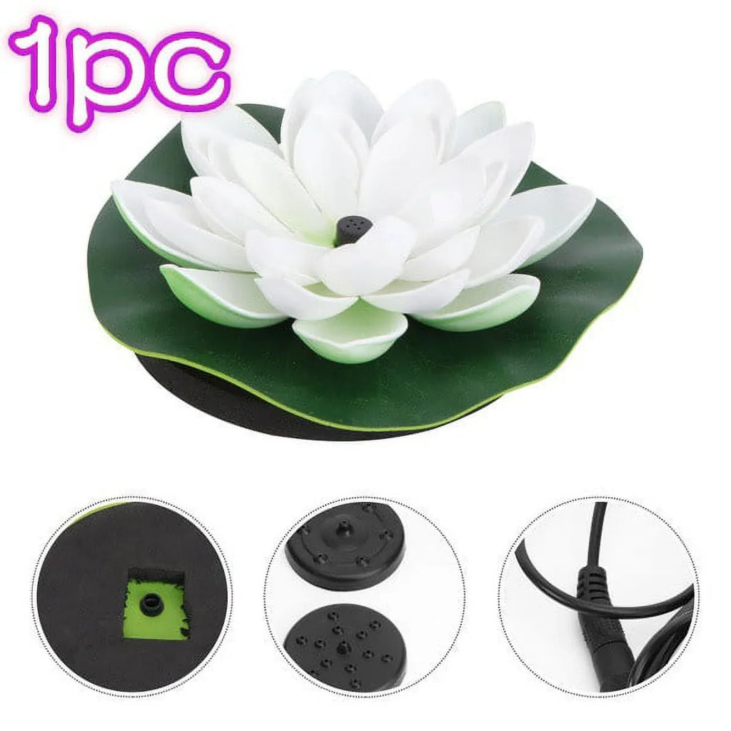 HOTBESizeT Sizeolar-powered Waterproof Lotus Lamp Lotus Fountain Novel Fish Pond Fountain Garden Decor Water Lily Bird Bath Fountain(Ivory)