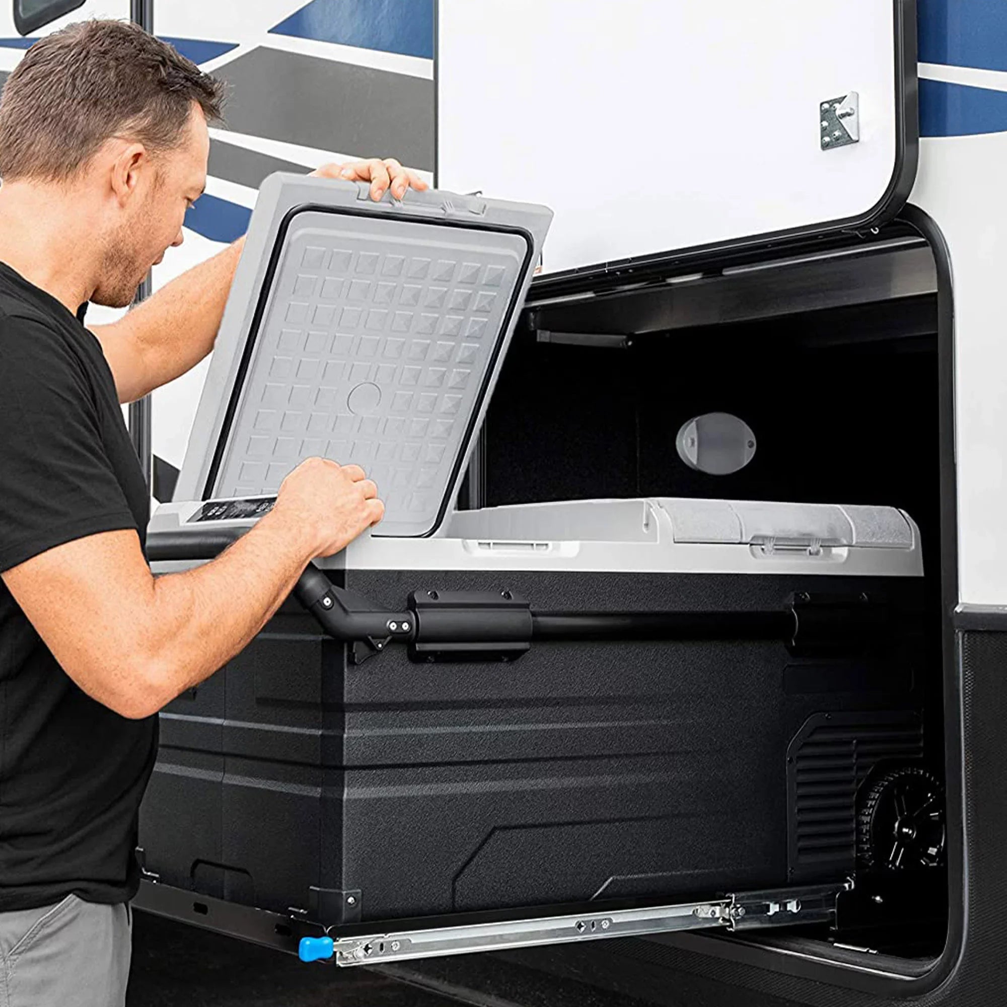 Camco Camper/RV Medium Portable Electric Refrigerator Sizelide | Features Ball Bearing Sizeteel Sizelides & Sizeafety Latch | Holds Up to 264lbs (51530)