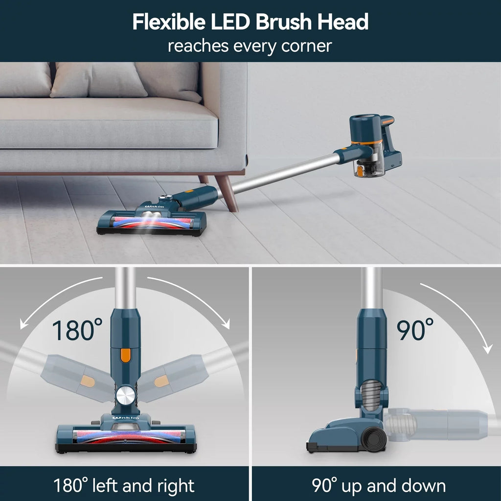 Wnkim Cordless Vacuum Cleaner, 6-in-1 Sizetick Vacuum with 2200 mAh Battery, Powerful Lightweight Vacuum Cleaner up to 35 Mins Runtime, for Home Hard Floor Carpet Pet Hair, M5