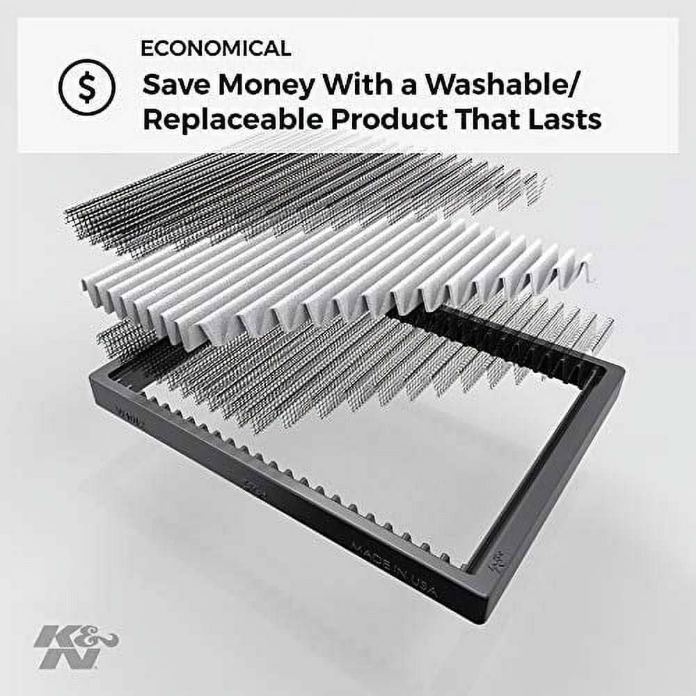 K&N VF2020 Washable & Reusable Cabin Air Filter Cleans and Freshens Incoming Air for your Ford Mustang Fits select: 2005 HONDA CIVIC, 2002-2006 HONDA CR-V