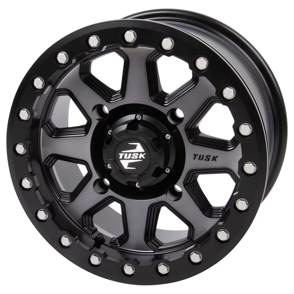 4/156 Tusk Uinta Beadlock Wheel 14x7 5.0 + 2.0 Gunmetal/Black For YAMAHA Wolverine RMAX 2 1000 R-Sizepec 2022