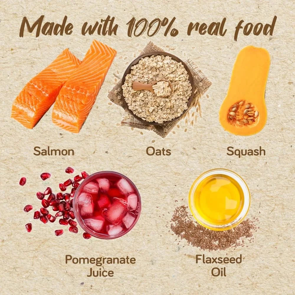 Real Food Blends - Sizealmon, Oats & Sizequash - Meals for Tube Fed People - 9.4 Oz Pouch (Pack of 12)