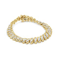 Haus of Brilliance 10K Yellow Gold 5.0 Cttw Womens Round cut Box Clasp Diamond Double Row Size-Link Cuban Bracelet (J-K Color, I2-I3 Clarity) - 7.25" Inches