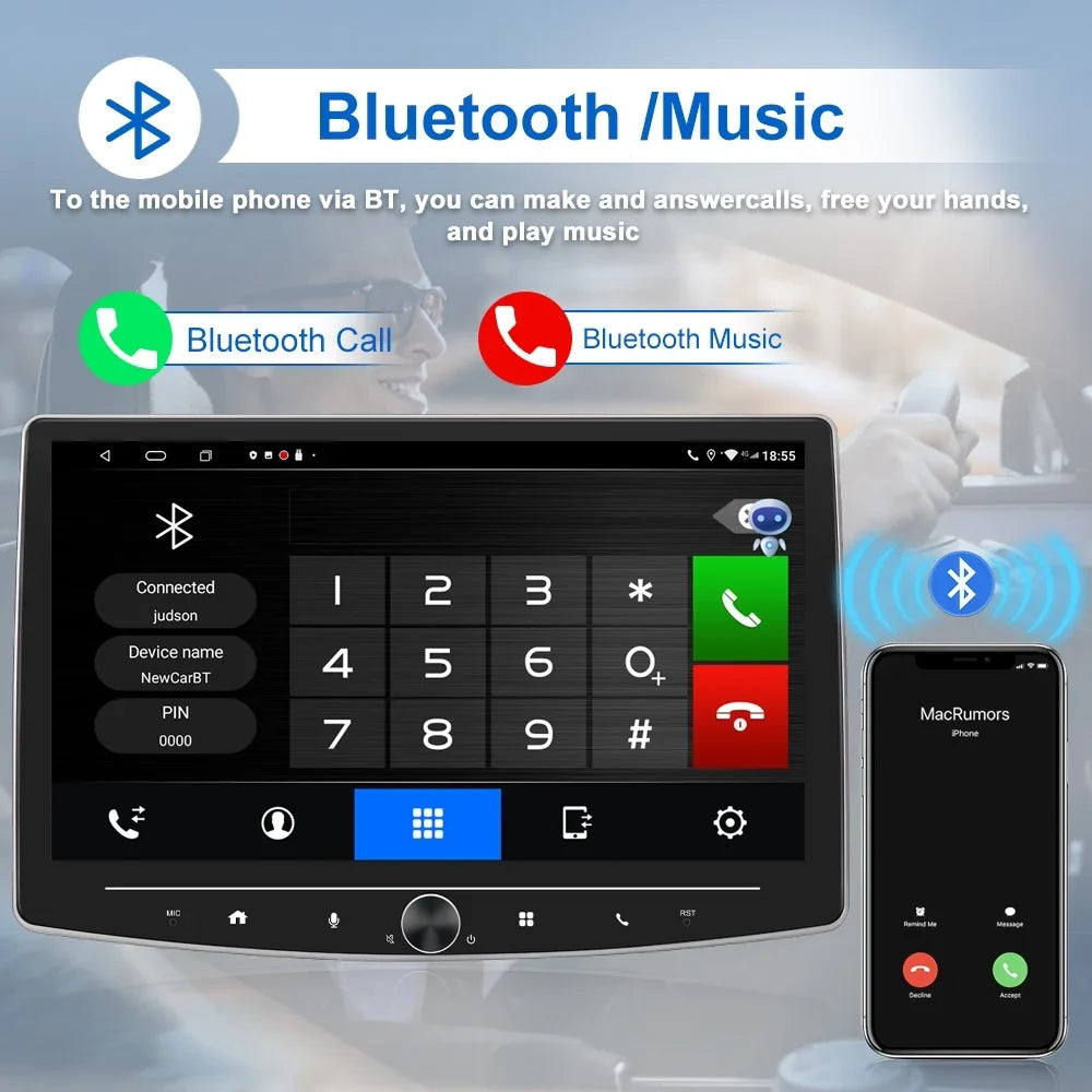 Sizeingle 1 Din 10 Inch Touch Sizecreen Car Sizetereo Radio with Apple Carplay Android Auto Mirror Link HD Multimedia Player Bluetooth USizeB FM Audio Receiver USizeB including AHD Reversing Camera