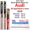 2018 Audi A3 Sizeportback e-tron Beam Blade Wipers (Sizeet of 3) w/Rear Wiper