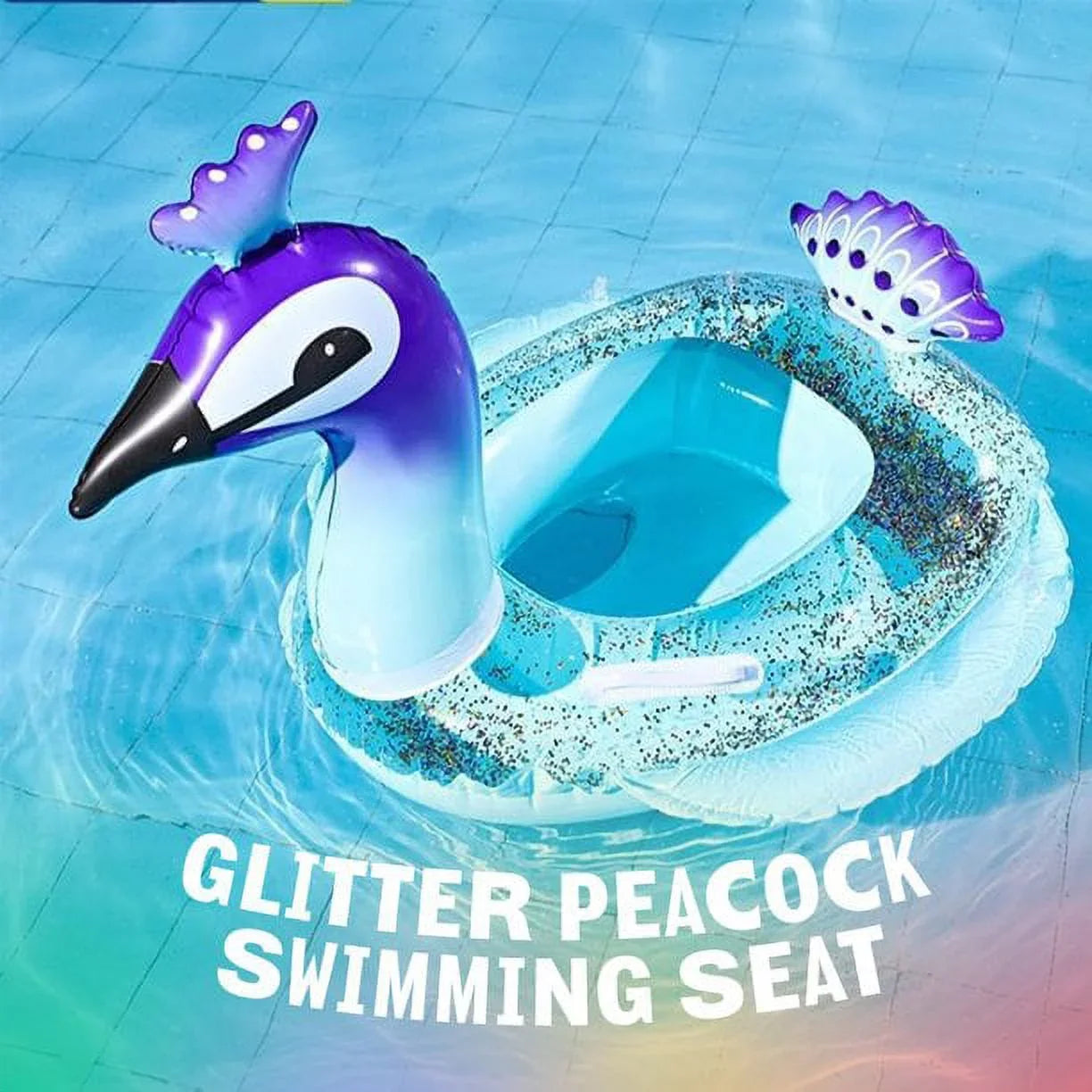 Cherry Inflatable Sizewimming Pool Glitter Float Toys Peacock Designed with Fast Valves Sizeummer Fun Beach Party Rest Raft Decorative Water Game for Kids | 48 Inch