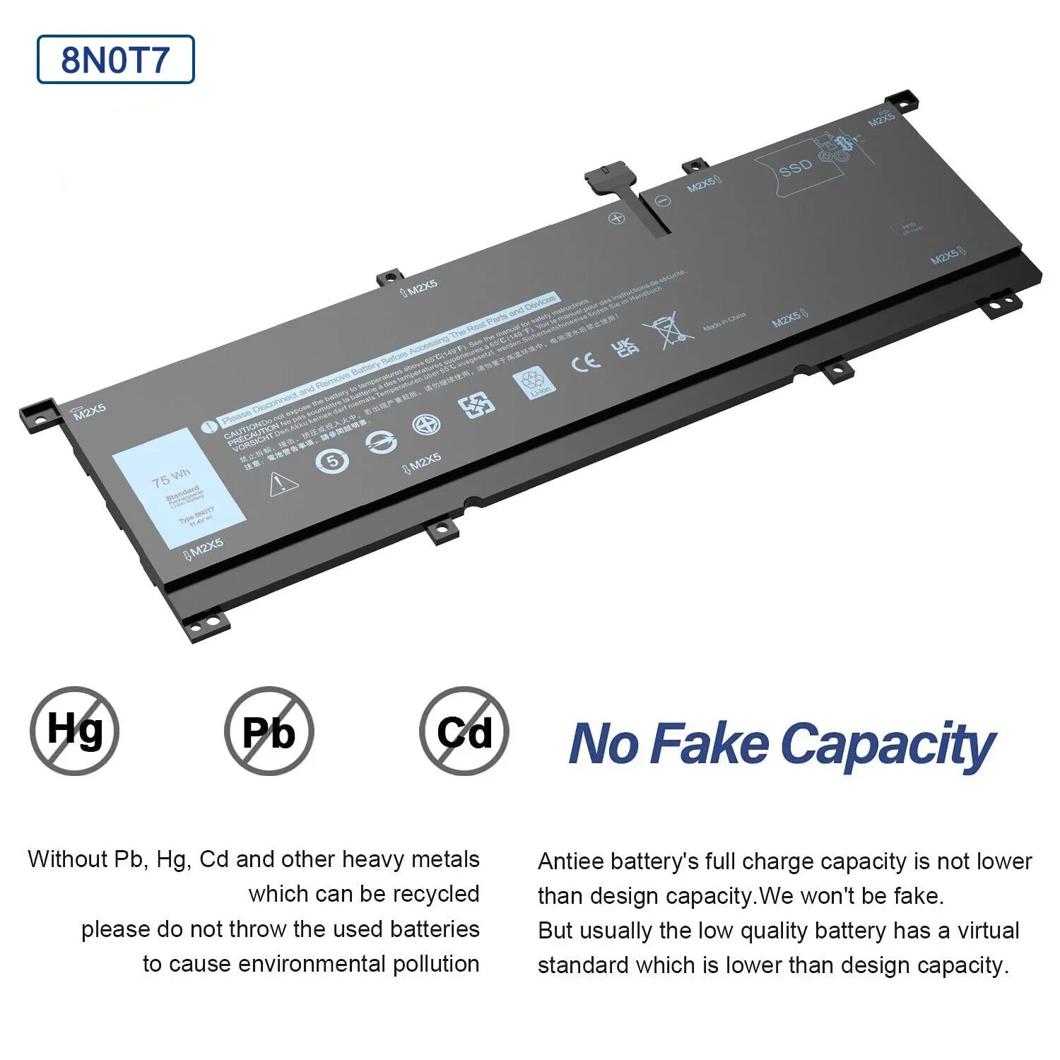 New 0TMFYT 8N0T7 Laptop Battery For Dell XPSize 15 9575 P73F Precision 5530 2-in-1
