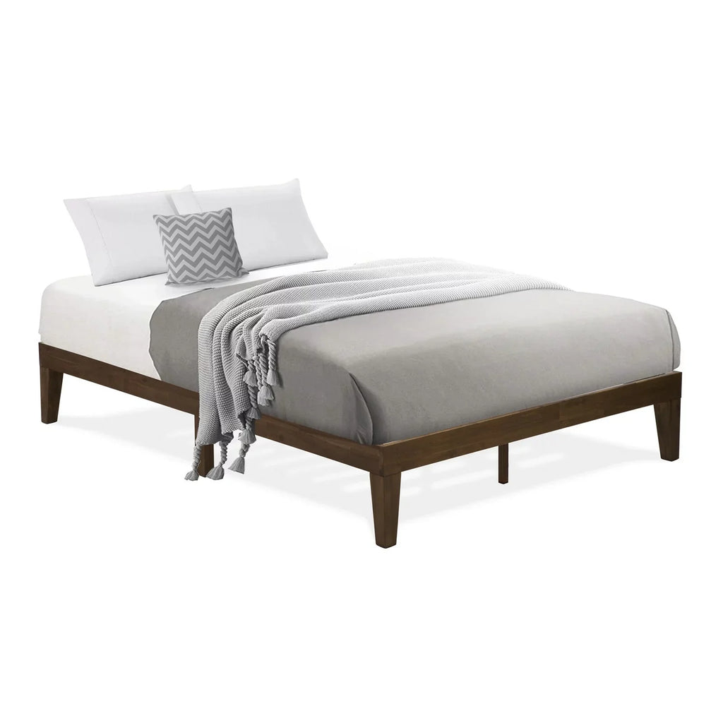 East West Furniture Denton Engineered Wood Full Platform Bed in Weathered Walnut