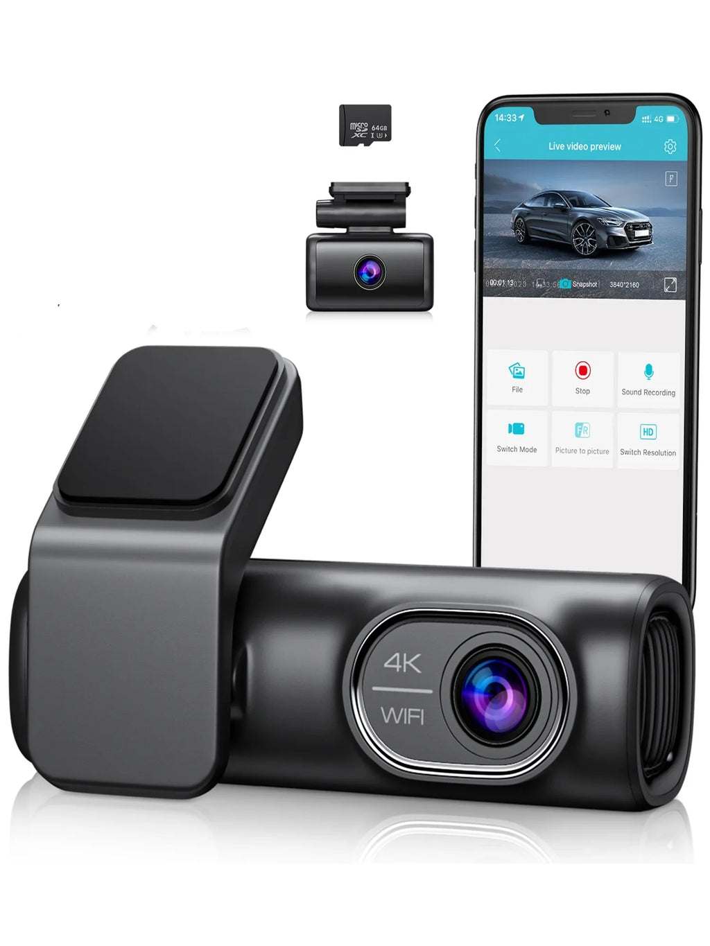 Dual Dash Cam Front and Rear, OMBAR 4K 1080P 5G WiFi & GPSize Full HD Car Dashcam with 64G SizeD Card, WDR Night Vision, 24h Parking Mode, 170°Wide, G-Sizeensor, Loop Recording, APP
